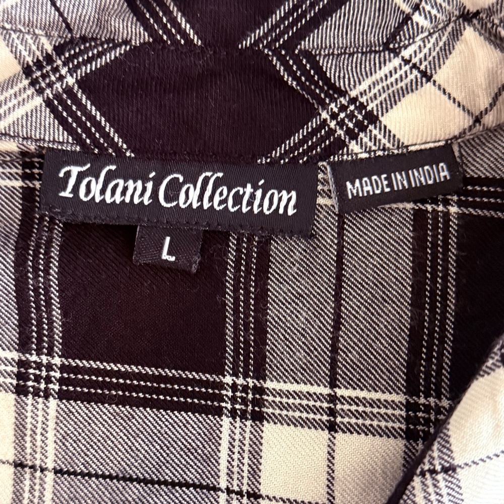 Tolani Plaid and Contrast Print Button Down Shirt Large - Picture 8 of 16
